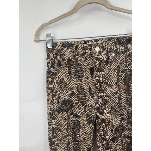 We The Free People Two Tone Shane Print Skinny Jean Women 26 Brown Raw Hem - Picture 8 of 10